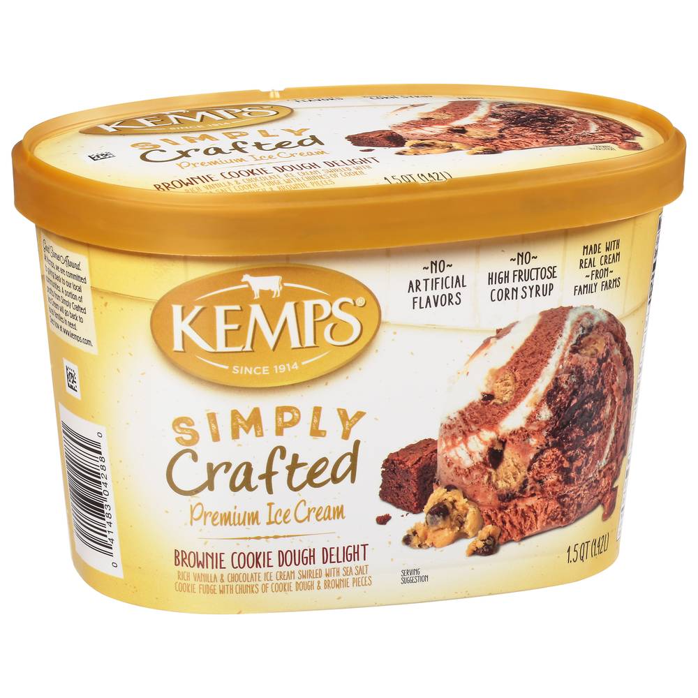 Kemps Simply Crafted Brownie Cookie Dough Delight Ice Cream (rich vanilla - chocolate)