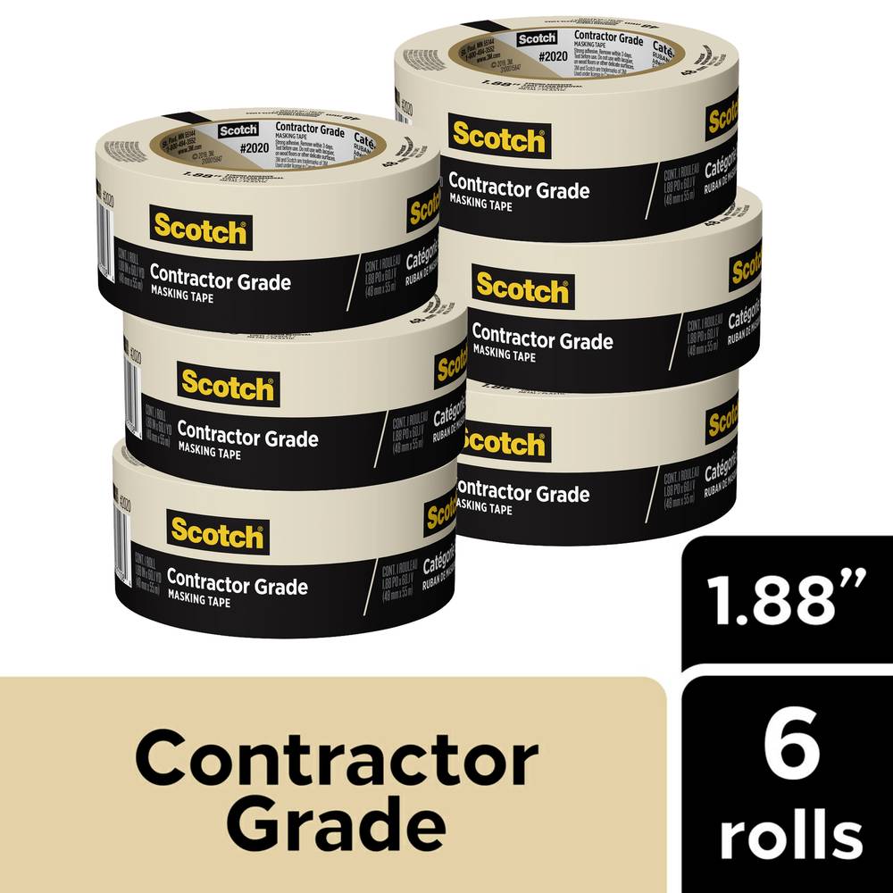 Scotch 2020 Contractor Grade 6-Pack 1.88-in x 60 Yard(s) Masking Tape | 2020-48A-CP