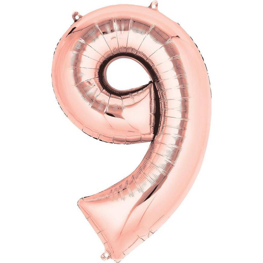 Uninflated 34in Rose Gold Number Balloon (9)