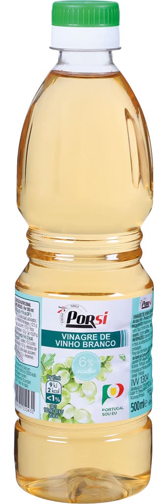 PorSi - Vinagre vinho branco, garrafa de 500 ml