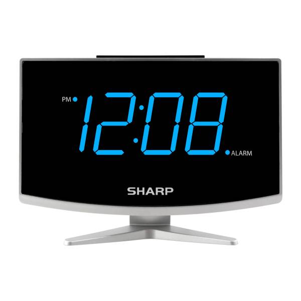 Sharp Jumbo Display Led Curved Black Digital Alarm Clock