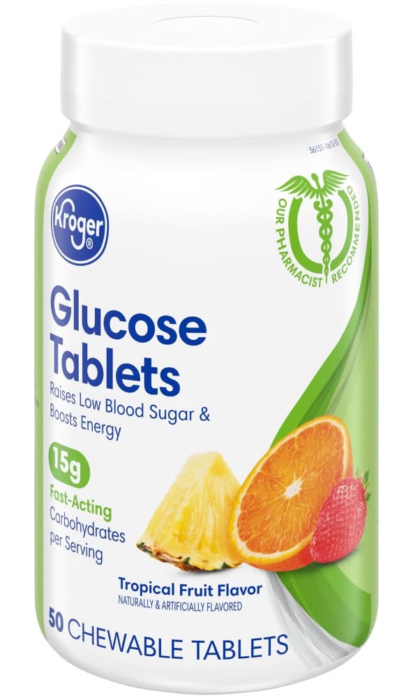 Kroger Glucose Chewable Tablets, Tropical Fruit (50 ct)
