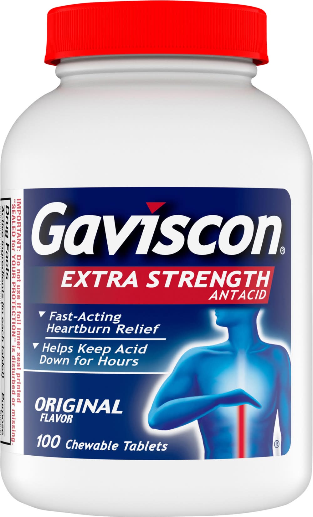 Gaviscon Original Extra Strength Antacid Chewable Tablets (100 ct)