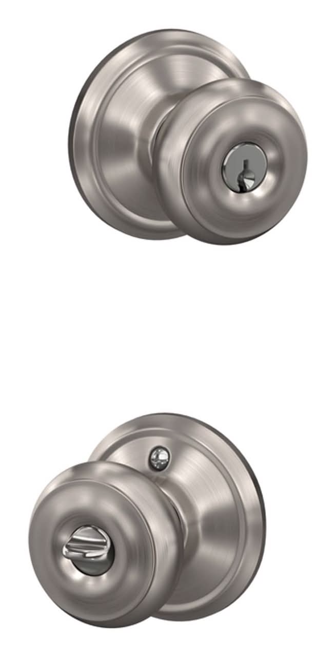 Schlage Georgian Satin Nickel Entry Door Knob 1-3/4 In.