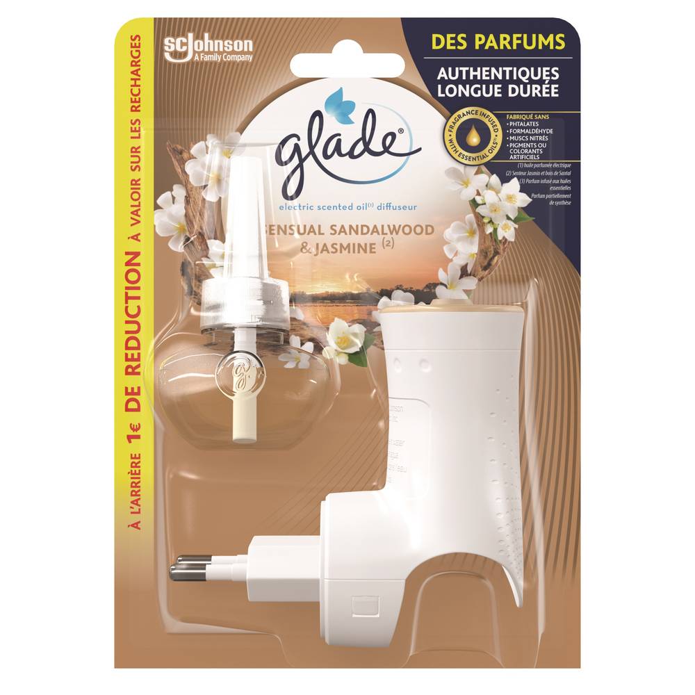 Glade - Diffuseur d'huile parfumée électrique sensuelle bois de santal et jasmin (20ml)