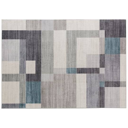 Gray & Blue Geo Block Washable Area Rug By Ashland