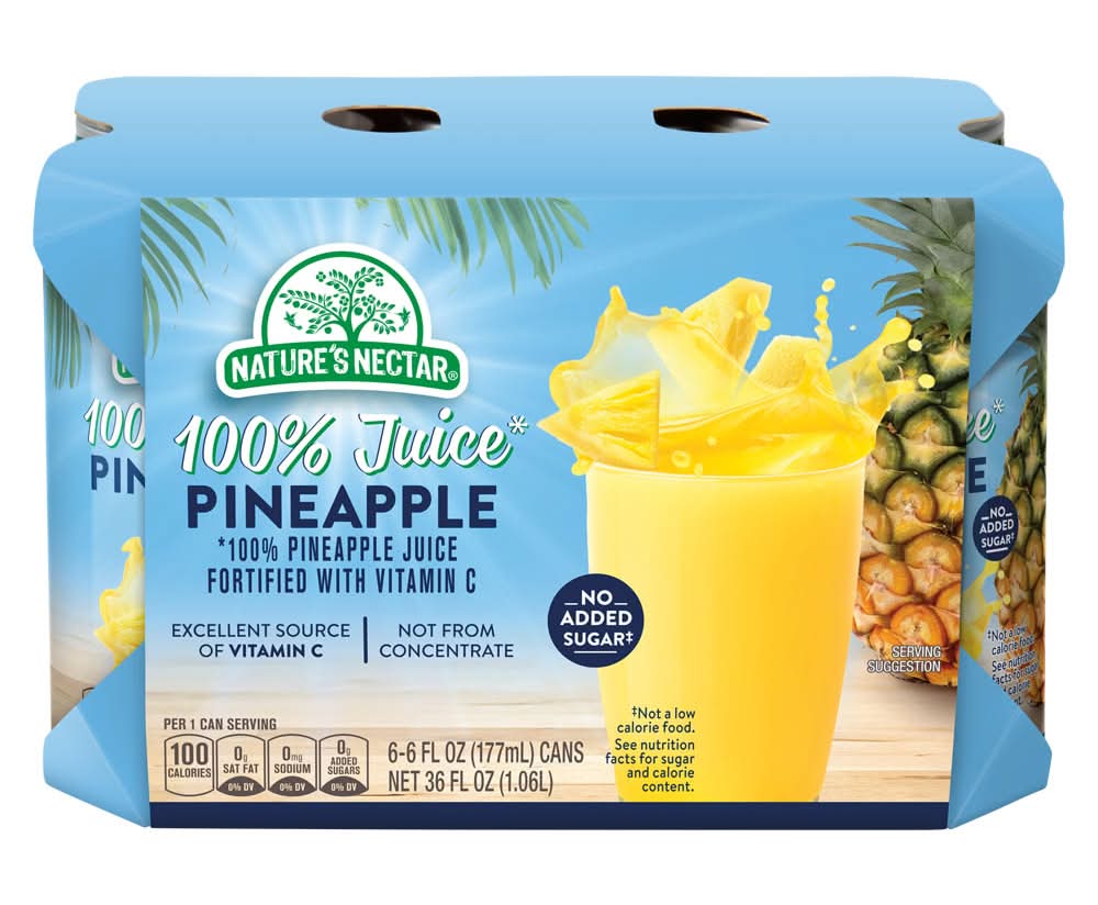 Nature's Nectar Vitamin C 100% Juice, Pineapple (6 x 6 fl oz)