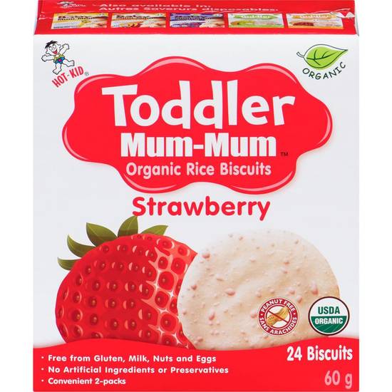 Baby mum-mum biscuits de riz biologique à saveur de fraise pour bébés, toddler (60 g) - organic kids toddler, strawberry (60 g)