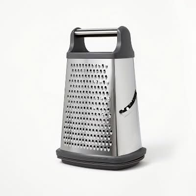 Figmint Stainless Steel Box Grater With Container & Lid, Silver-Gray
