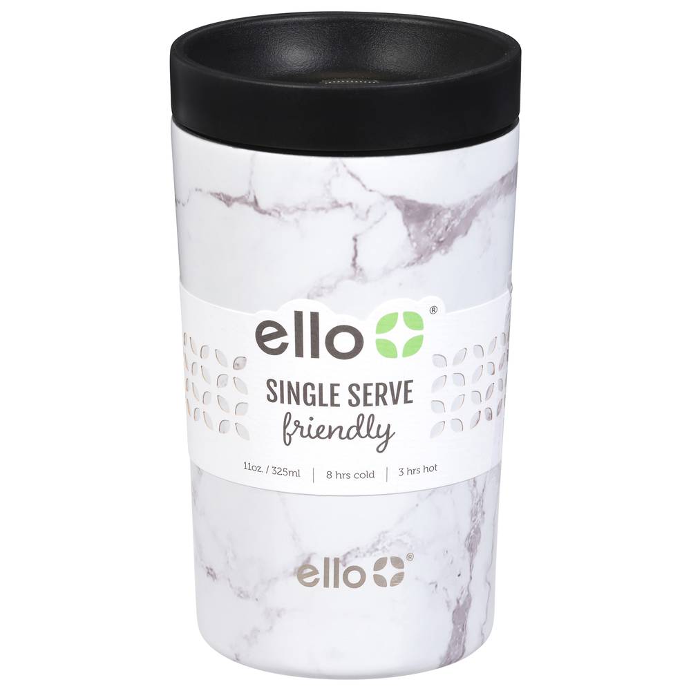 Ello Jones Vacuum Insulated Stainless Steel Travel Mug, White Marble