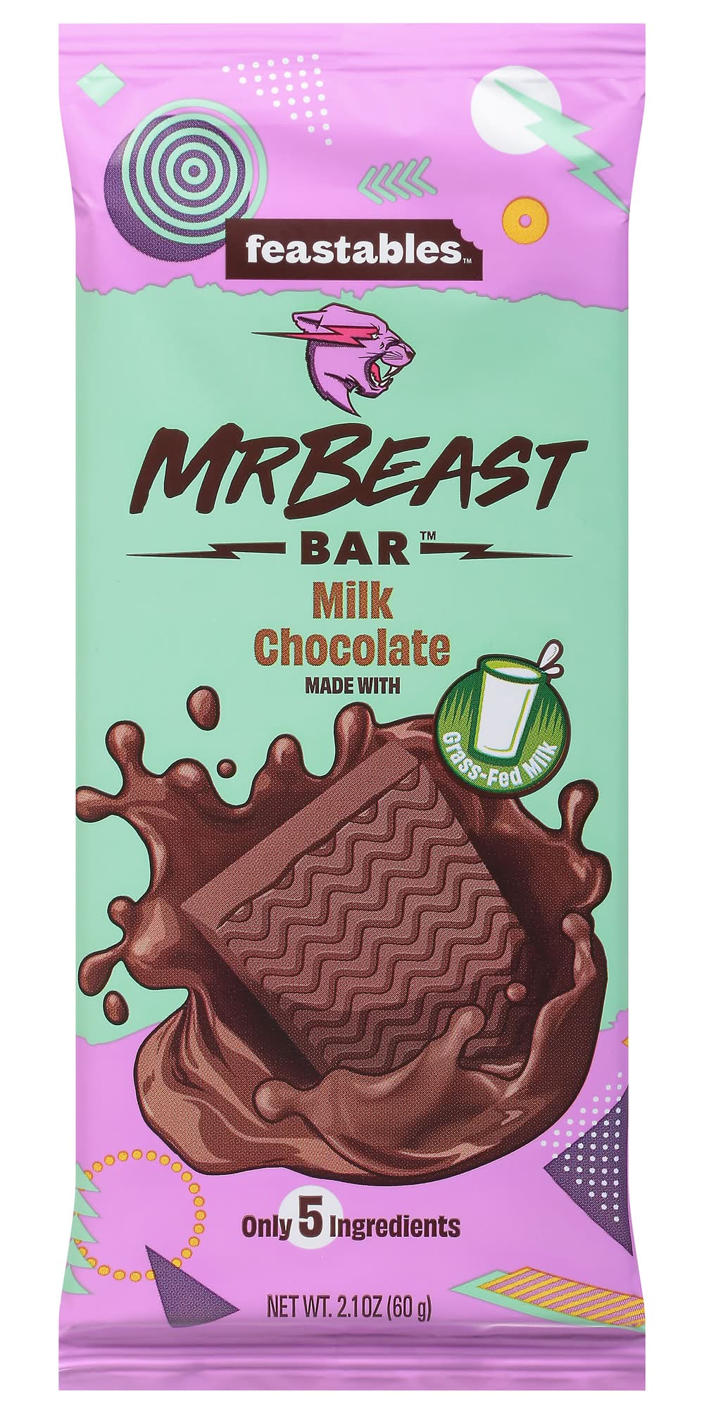 Feastables Mr Beast Candy Bar, Milk Chocolate (2.1 oz)