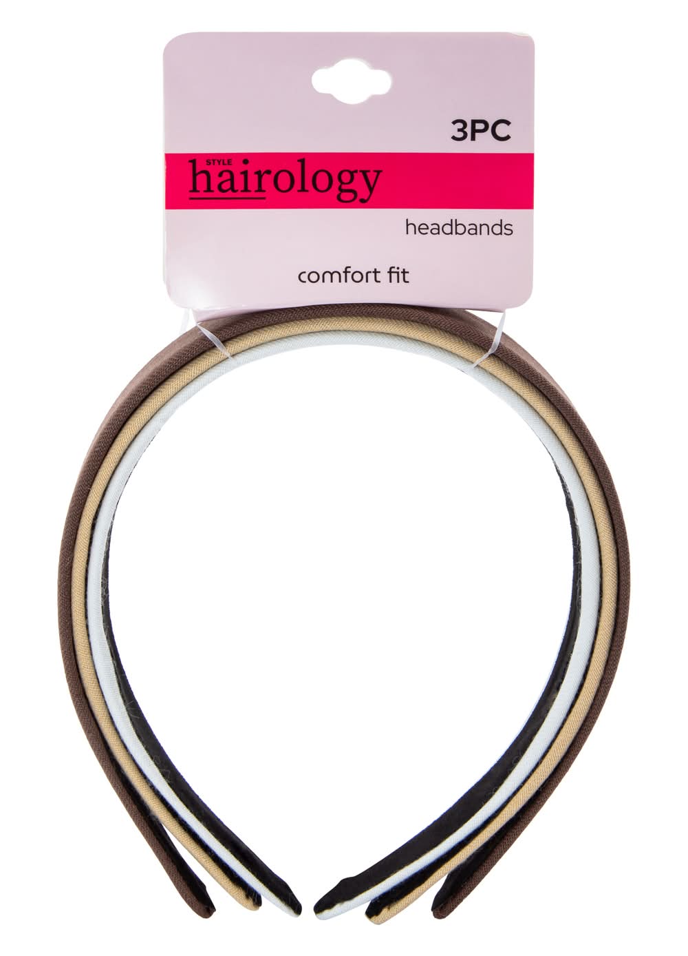 Solid Comfort Fit Headbands 3-Count White Multi