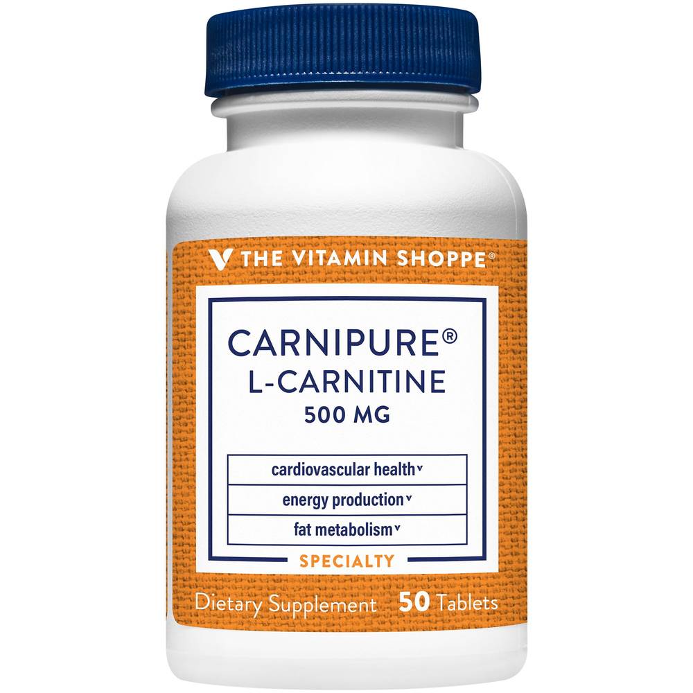 Carnipure L-Carnitine - Supports Cardiovascular Health, Energy Production & Fat Metabolism - 500 Mg (50 Tablets)
