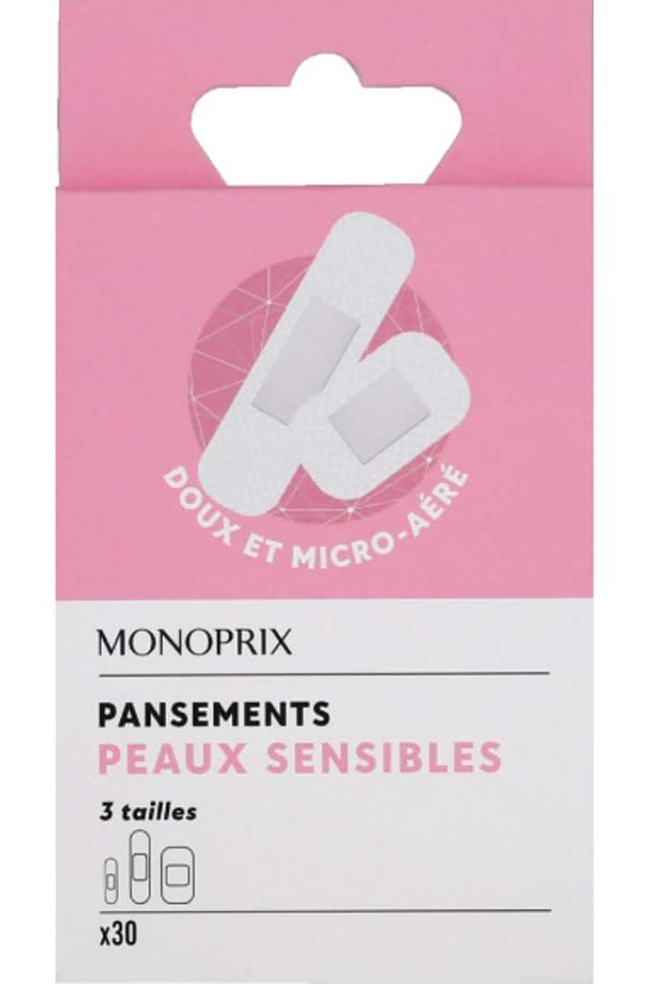 Monoprix - Pansements sensitive, 7x2CM - 4x2CM - 7x3.8CM (30)