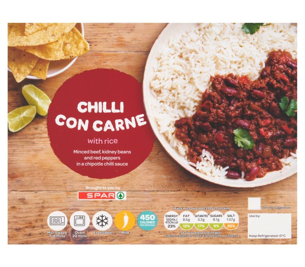 SPAR Chilli Corn Carne With Rice, Meal Box (400g)