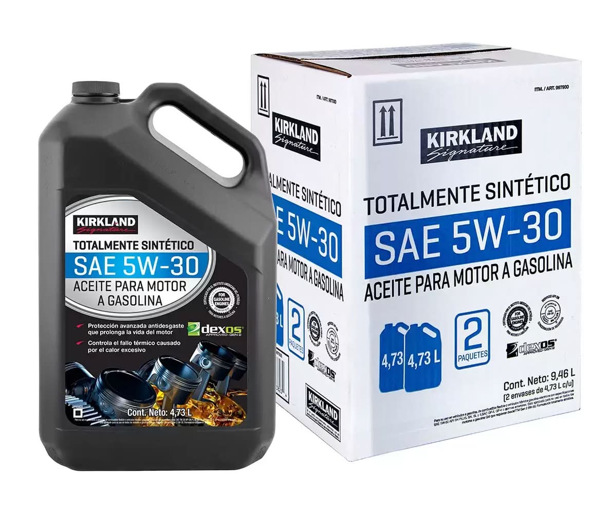 Kirkland Signature Aceite Sintético para Motor 5W30 2 Botellas de 4.73 Litros