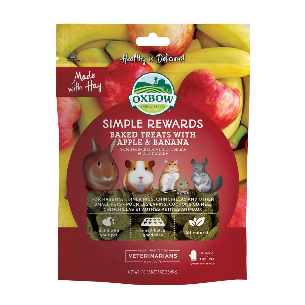 Oxbow Simple Rewards Baked Small Pet Treats, Apple & Banana (85 g)