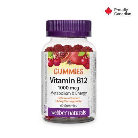 Webber Naturals Vitamin B12 Gummies, 1000 Mcg, Cherry (2.83 g, 60 ct)