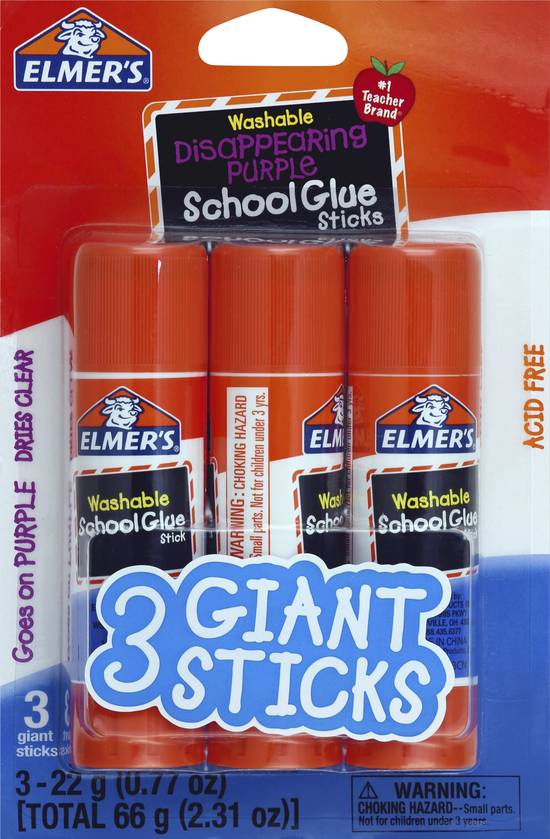 Elmer's Disappearing Purple Giant Glue Sticks (3 ct)