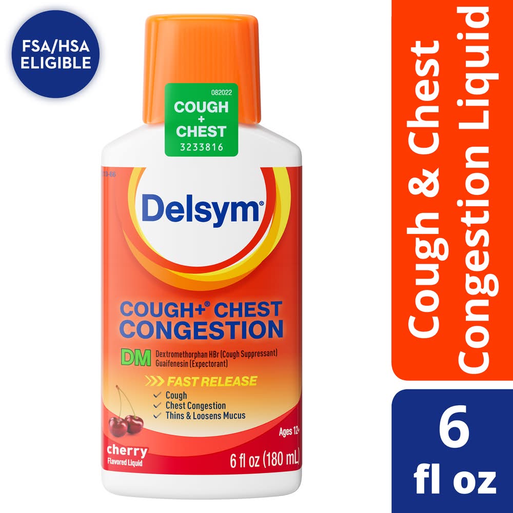Delsym Dm Max Strength Liquid Cherry Flavored Cough + Chest Congestion (6 oz)