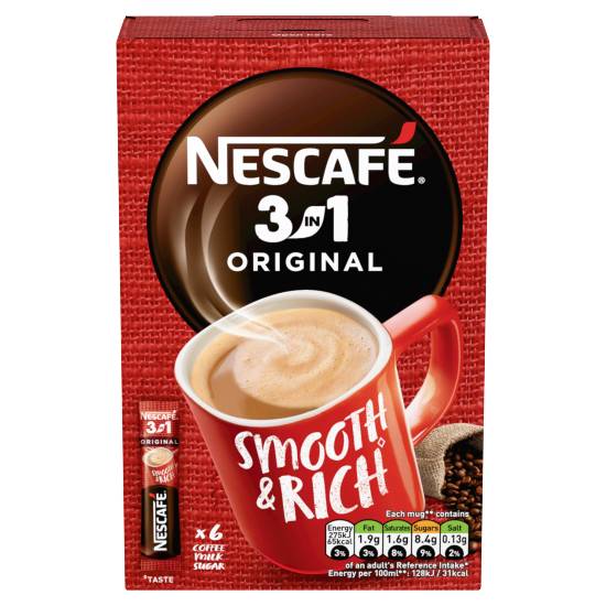 Nescafe 3in1 Instant Coffee 6 X 16g Sachets