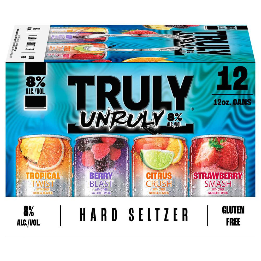 Truly Unruly Hard Seltzer Variety pack, Assorted (8 x 12 oz)