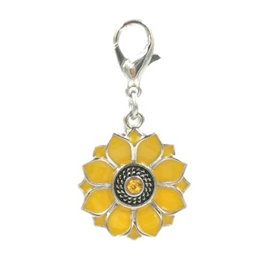 Charmalong Yellow & Rhodium Sunflower Charm By Bead Landing