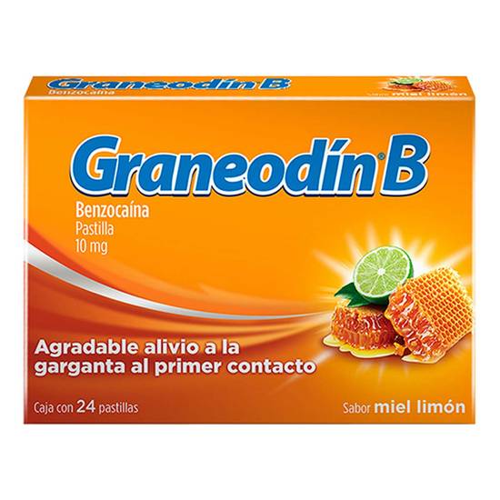 Graneodín b benzocaína pastillas 10 mg (miel-limón) (24 un)