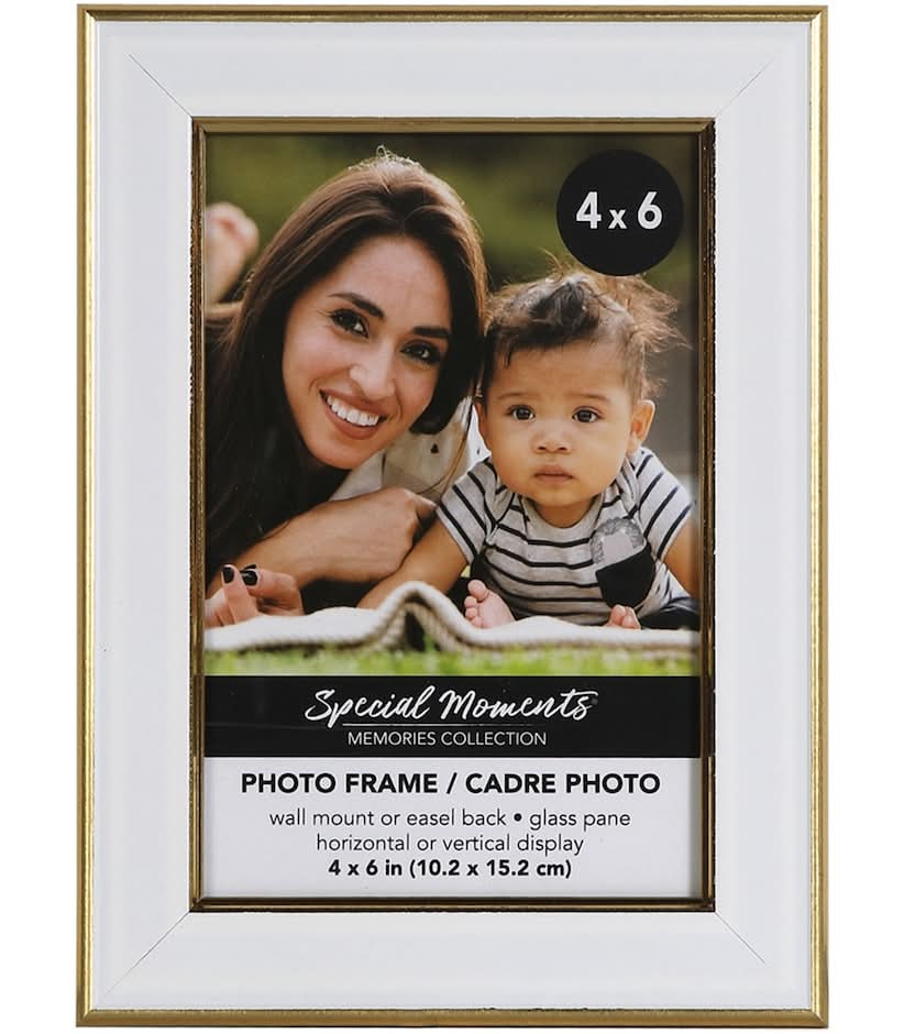 Special Moments Photo Frames With Gold Trim, 4x6 in, White
