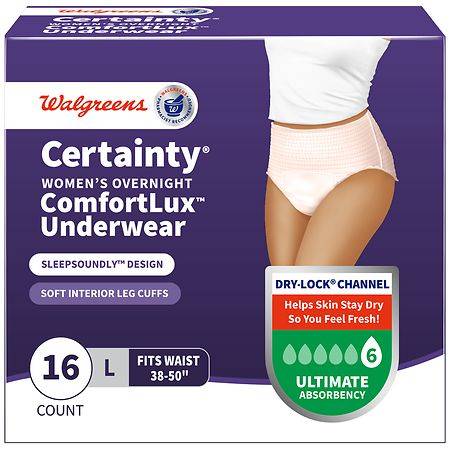 Walgreens Certainty Women's Overnight Underwear Large