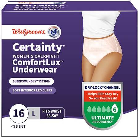 Walgreens Certainty Women's Overnight Underwear Large (2.29 kg)