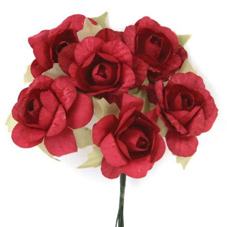 Ramito x6 flores de papel 10cm - rojo (1pz)