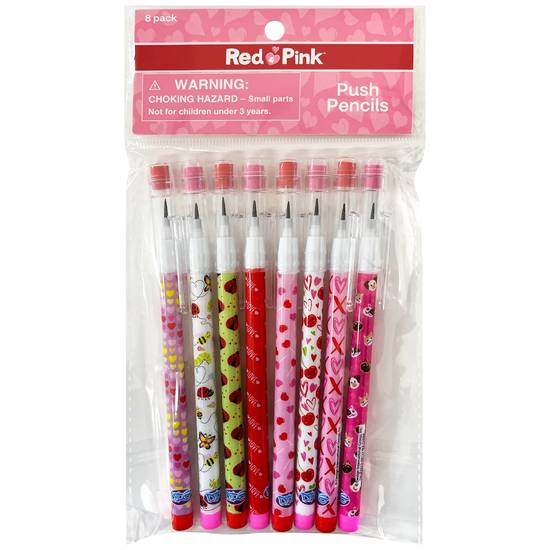 Red & Pink Valentine's Day Push Pencils, 8 ct