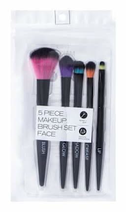 Face Makeup Brush Set 5-Pcs Black Multi