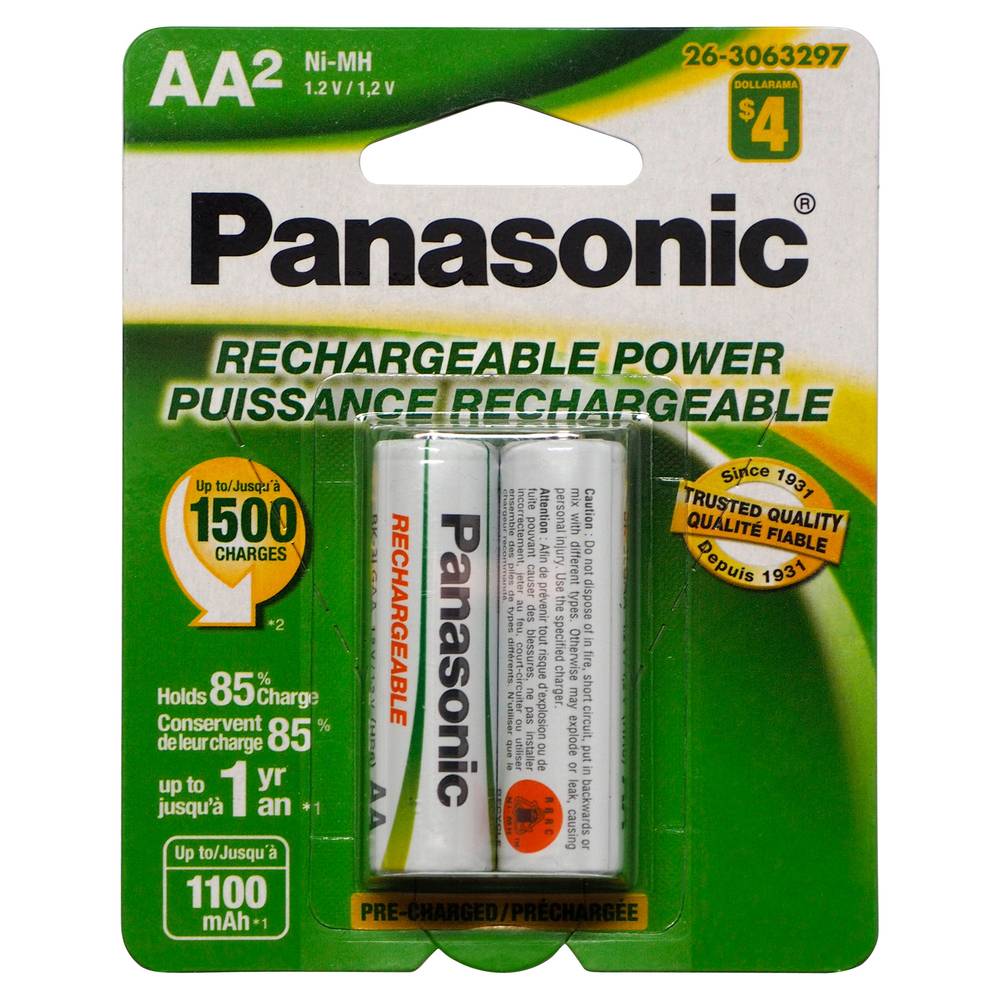 Batteries AA rechargeable, paquet de 2