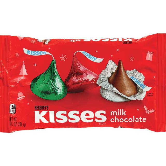 Hershey's Kisses Milk Chocolate, Christmas Candy Bag, 10.1 oz