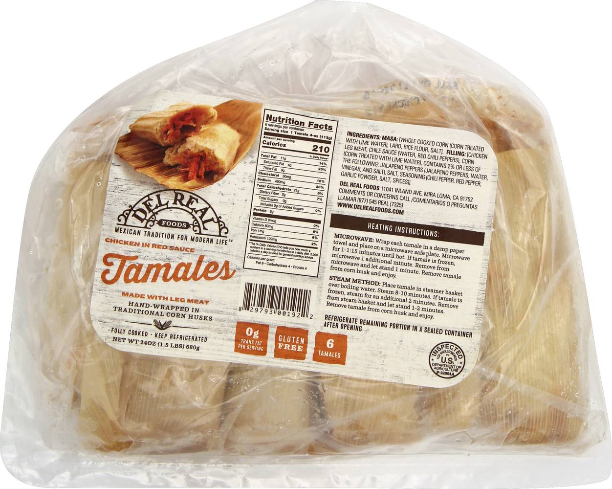 Del Real Foods Chicken Tamales (1.5 lbs)