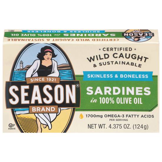 Season Kosher Skinless & Boneless Sardines in Pure Olive Oil