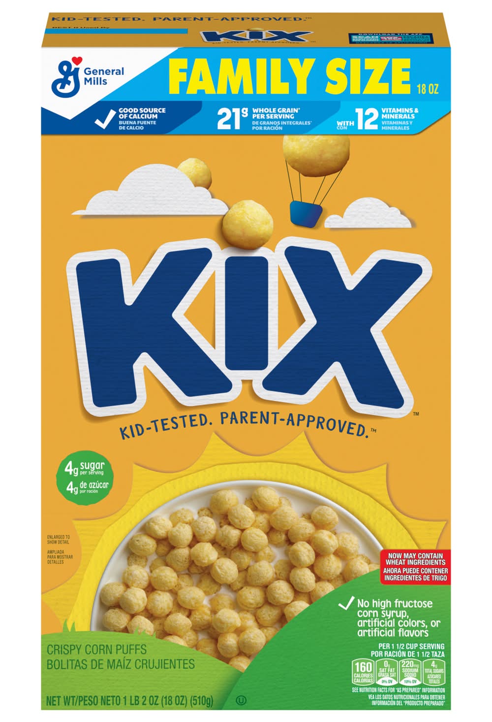 KIX Crispy Corn Cereal Puffs Family Size (18 oz)