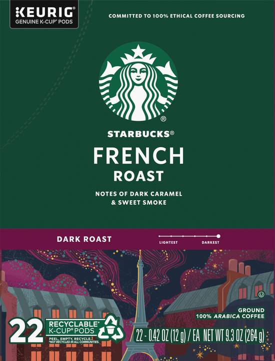 Starbucks French Dark Roast Coffee (22 ct, 0.42 oz) (caramel)