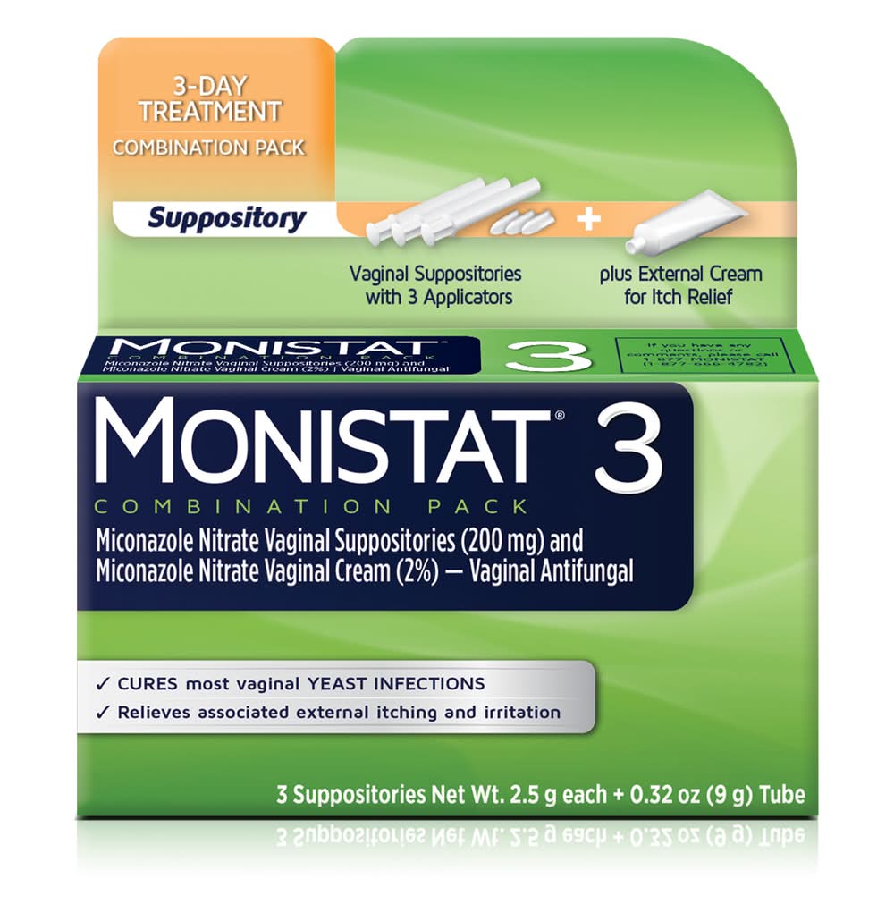 Monistat Miconazole Vaginal Suppositories & External Itch Relief Cream, Women (0.58 oz, 4 ct)