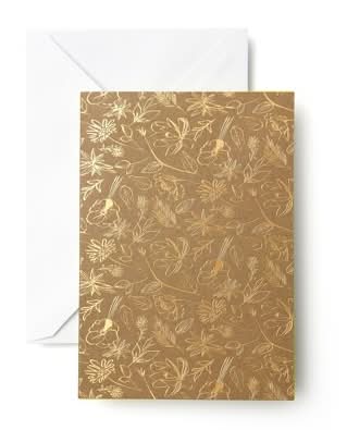 Mara-Mi Flower Print Thank You Note Cards With Envelope, 5x3.5 in, Gold (50 ct)