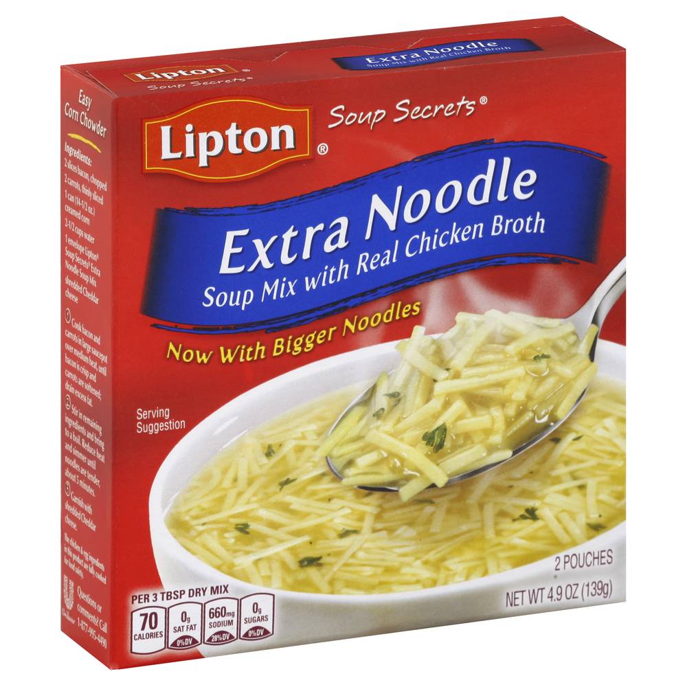 Lipton Soup Secrets Extra Noodle Soup Mix With Real Chicken Broth (2 ct)