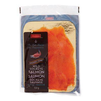 Irresistibles saumon sockeye fumé tranché surgelé (130 g) - frozen sliced wild smoked sockeye salmon (130 g)