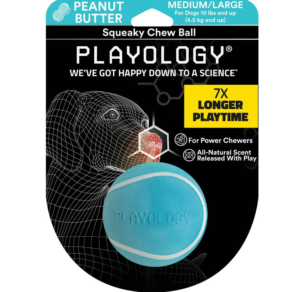 Playology Squeaky Chew Ball Peanut Butter Medium