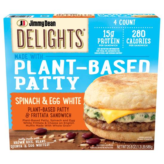 Jimmy Dean Delights Plant-Based Spinach & Egg White Sandwich (4 ct)