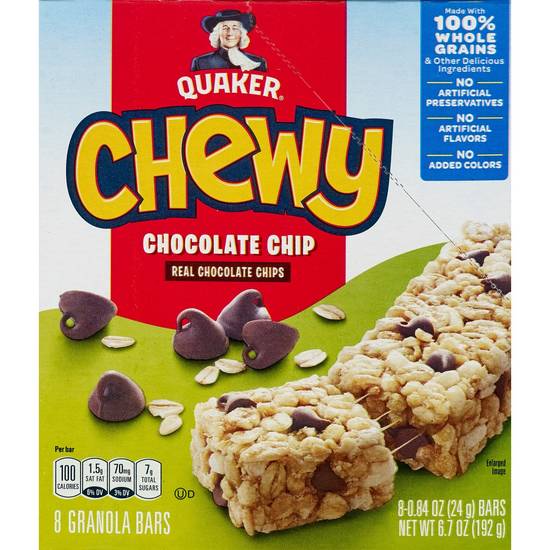 Quaker Chewy Granola Bars, Chocolate Chip, 8 ct, 6.7 oz