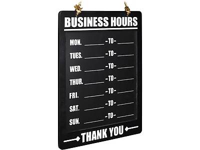 Excello Global Products Egp-Hd-0311A-S Business Hours Indoor/Outdoor Hanging Chalkboard, Black