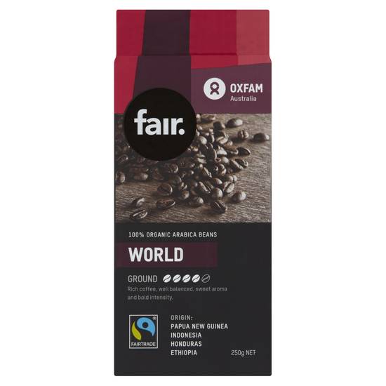 Oxfam Fair Organic Fair Trade Ground World Blend Coffee 250g
