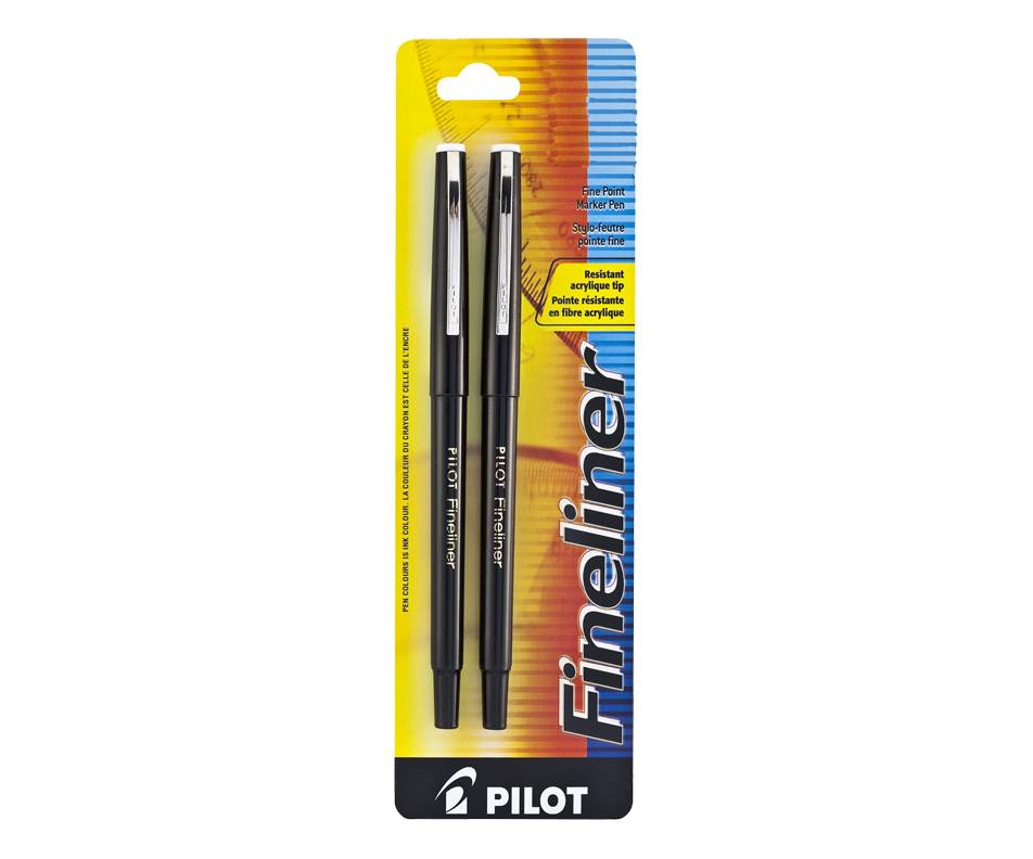 Pilot Fineliner Fine Point Marker Pen (2 units, black)